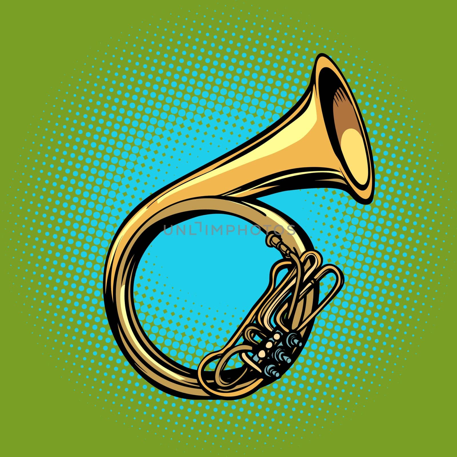 tuba French horn helicon musical instrument. Pop art retro vector illustration comic cartoon hand drawing