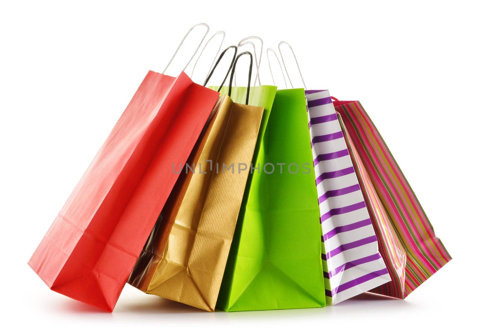 Paper shopping bags isolated on white background