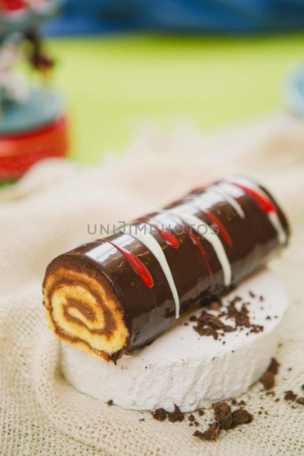 Traditional Christmas cake. Warm colors. Selective Focus