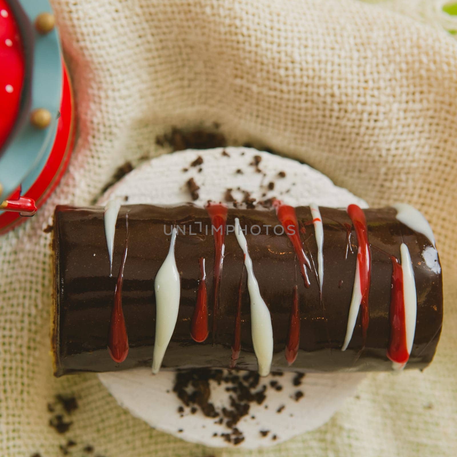 Traditional Christmas cake. Warm colors. Selective Focus