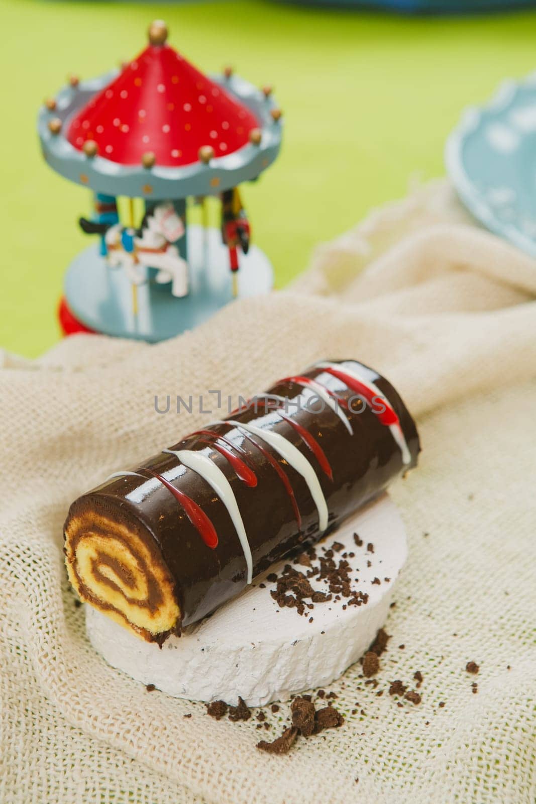 Traditional Christmas cake. Warm colors. Selective Focus