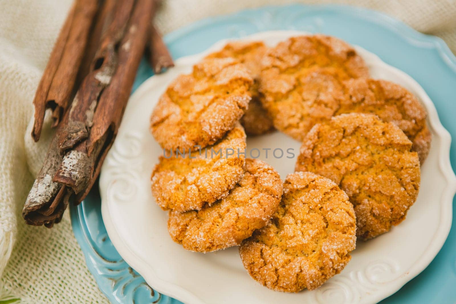 Oatmeal Cookies with Warm Fall Colors. selective focus