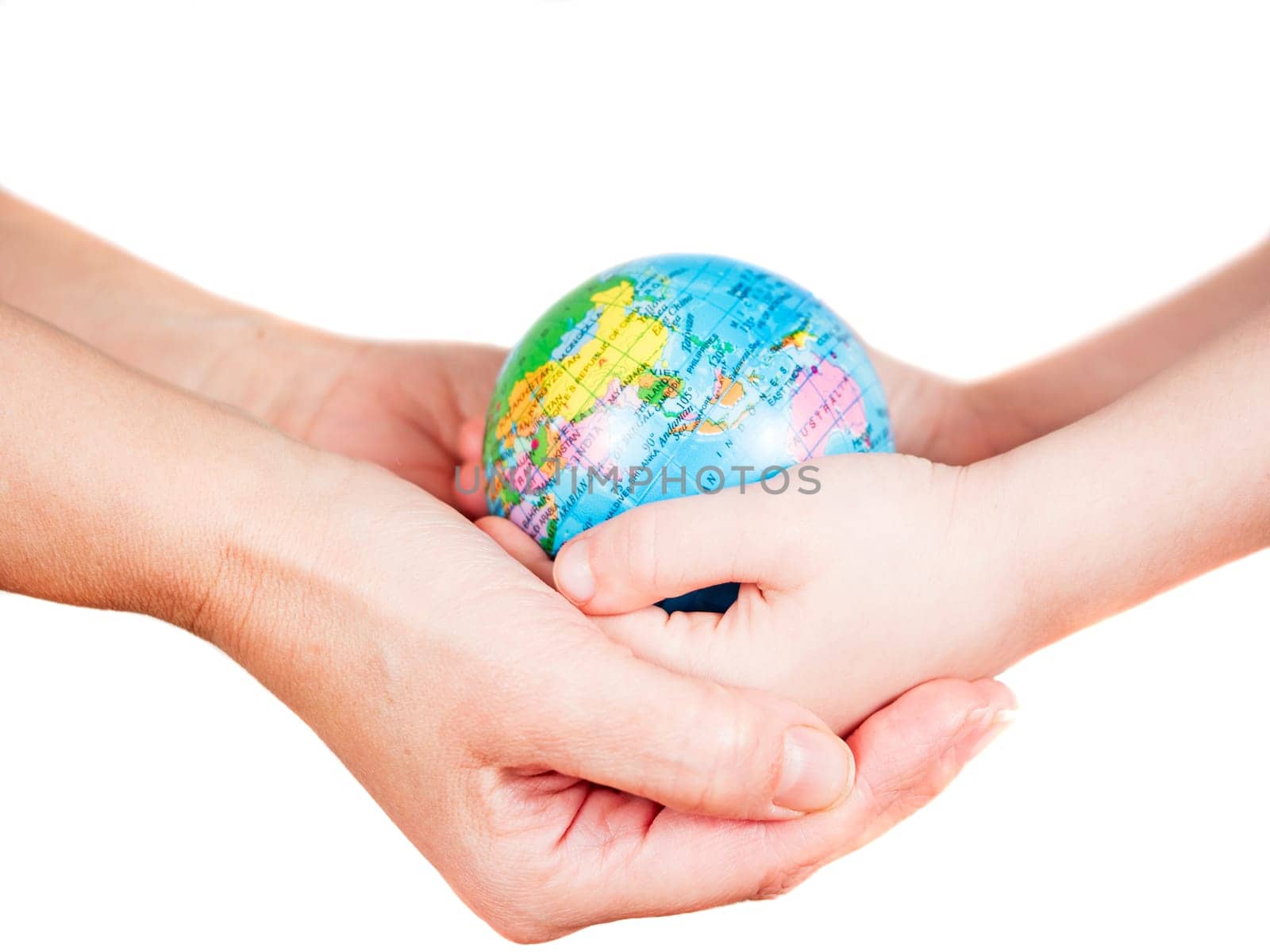 Hands holding a globe