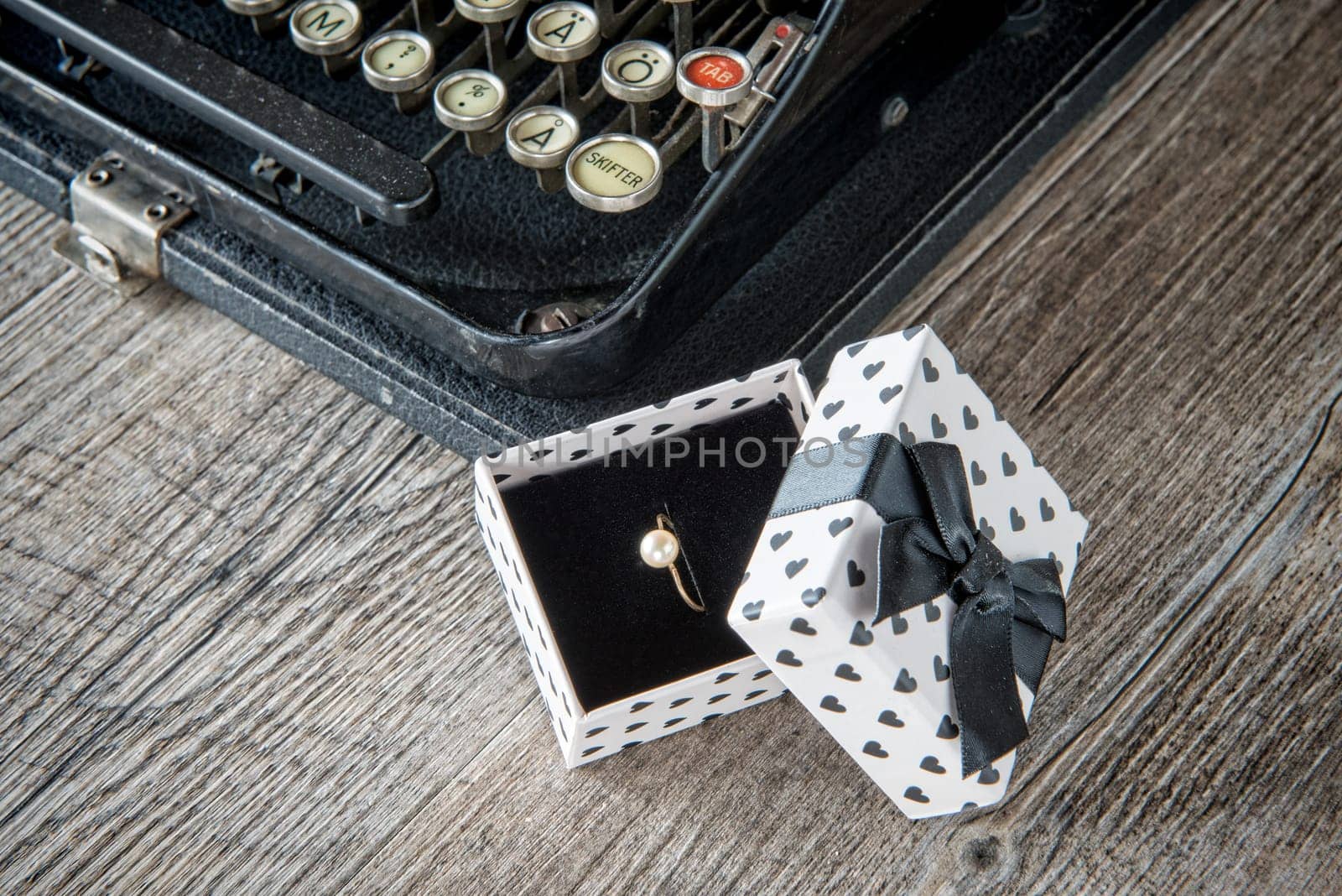 Gift and typewriter for Valentine's day