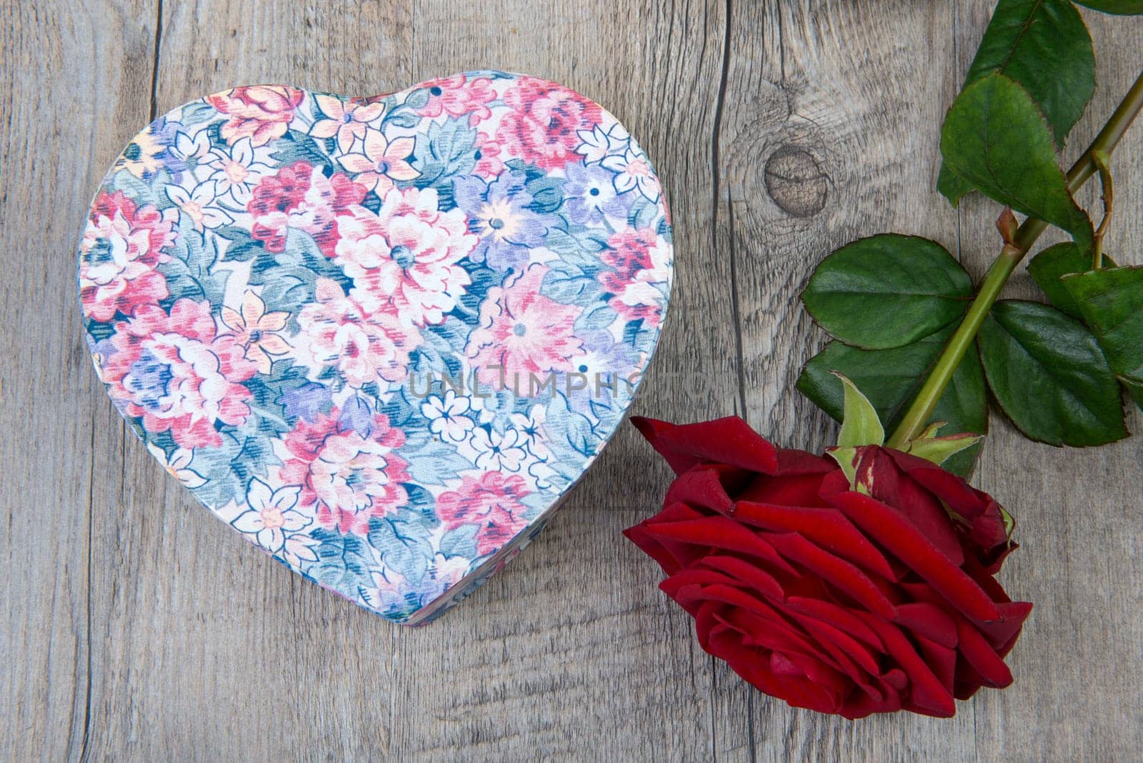 a rose and a gift for Valentine's Day