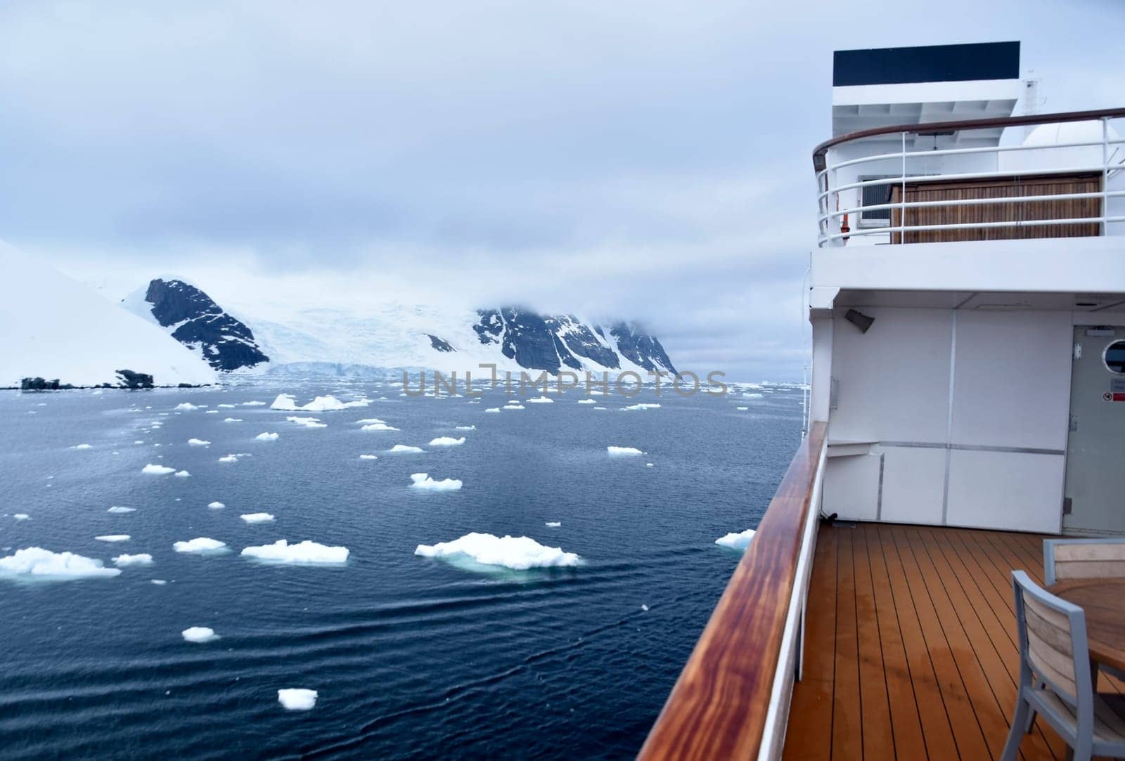 cruise ship navigating on icy waters