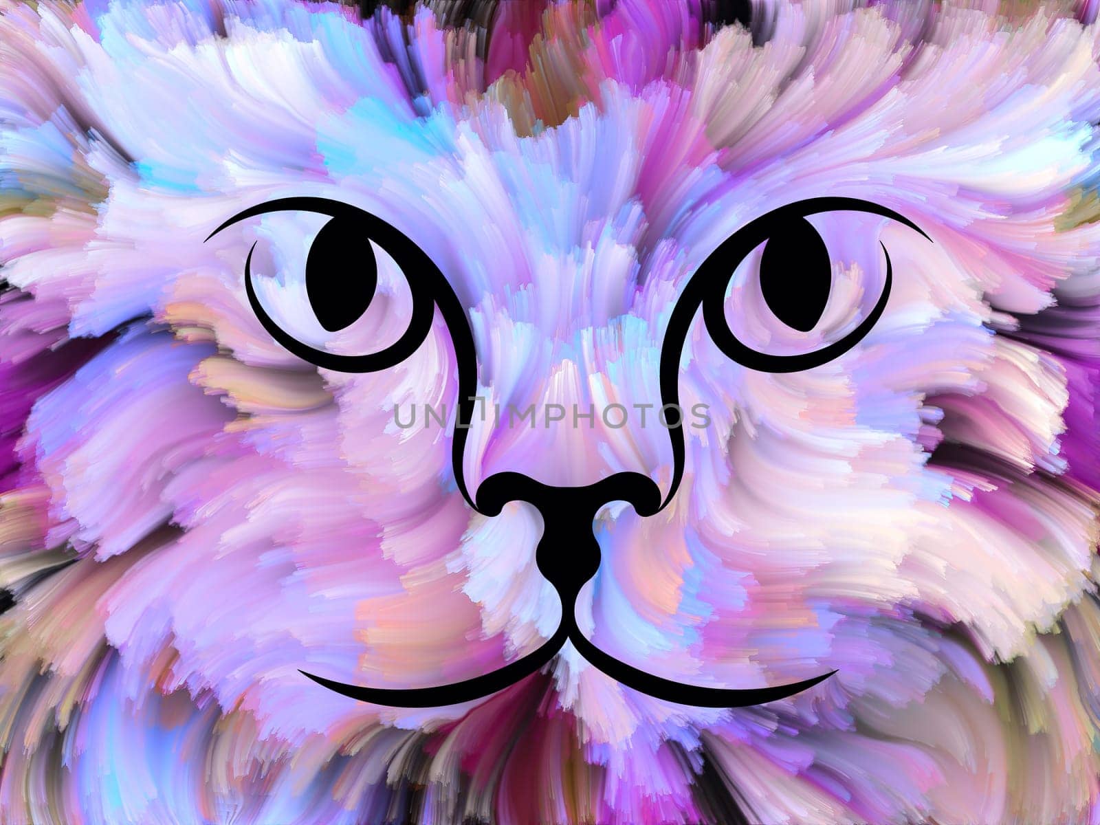 Cat Paint series. Backdrop composed of colorful feline portrait and suitable for use in the projects on art, imagination and creativity