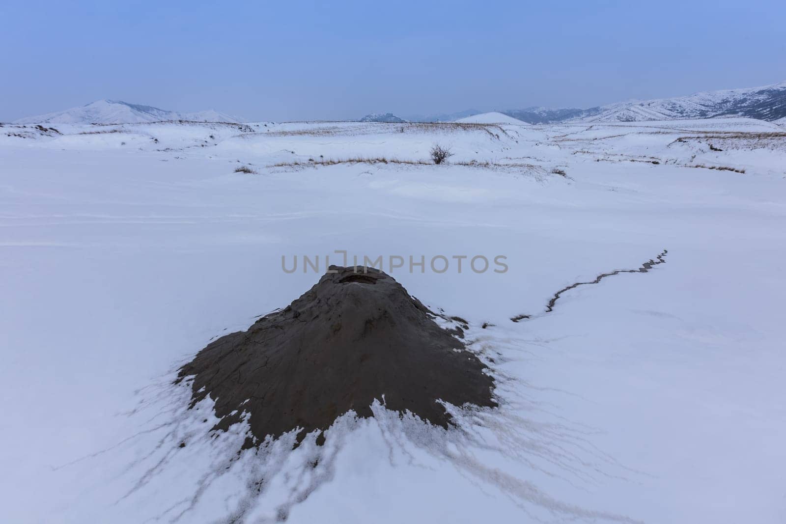 Mud Volcanoes in winter. Location: Berca, Buzau. Romania