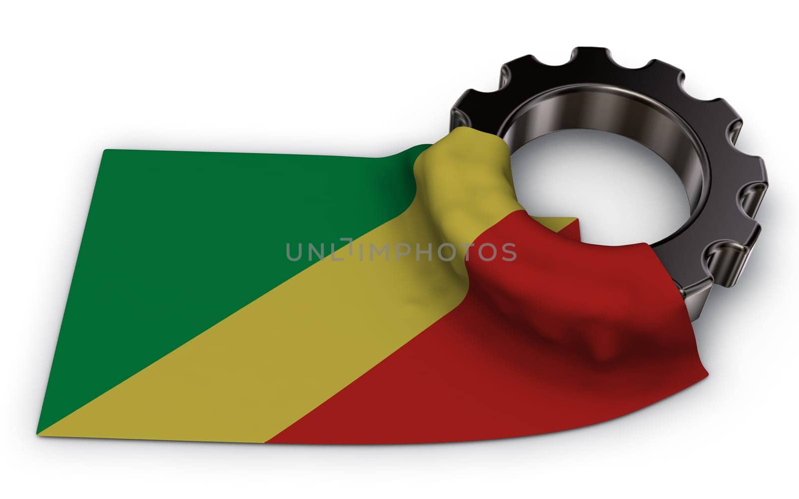 cogwheel and flag of the Congo - 3d rendering