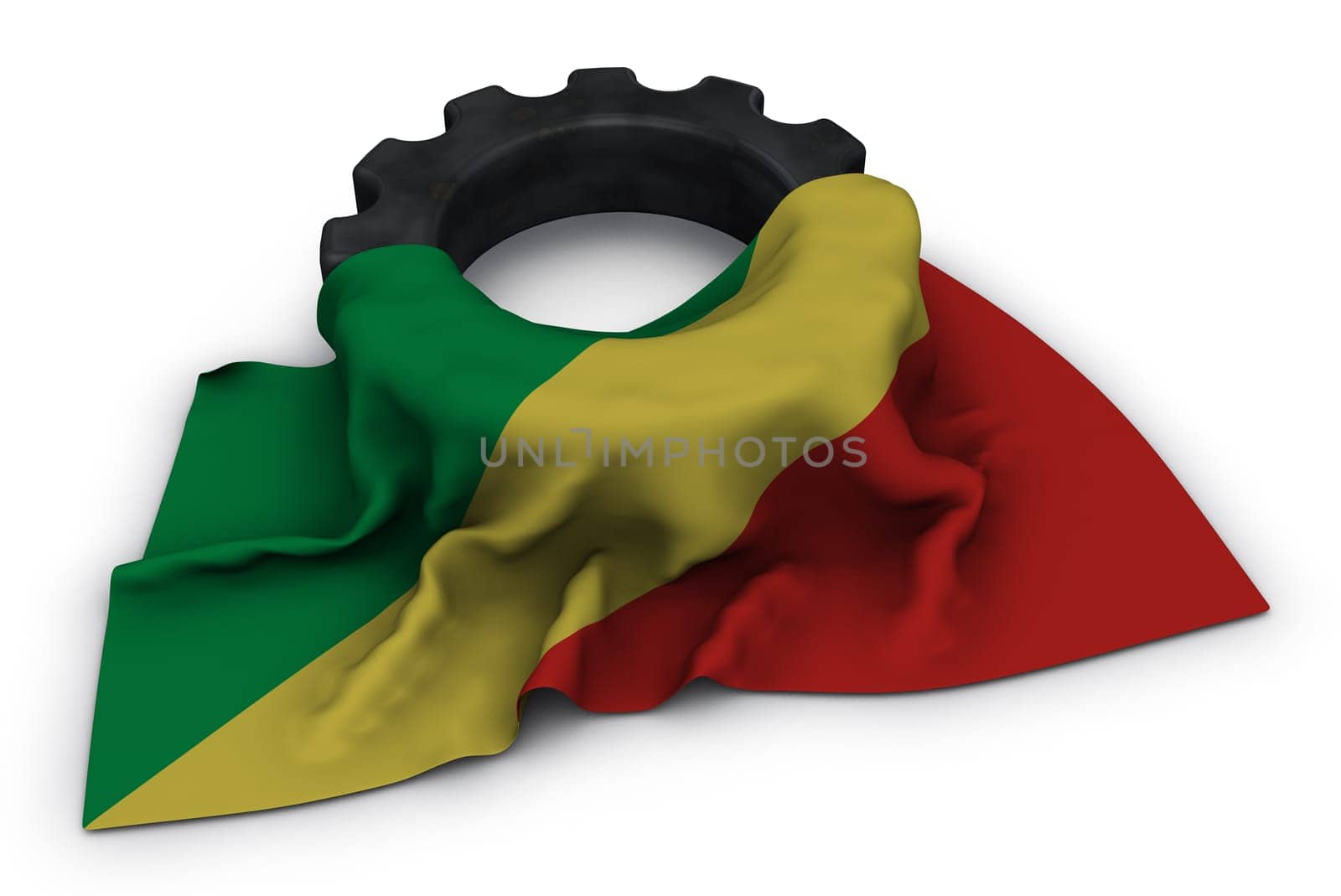 cogwheel and flag of the Congo - 3d rendering