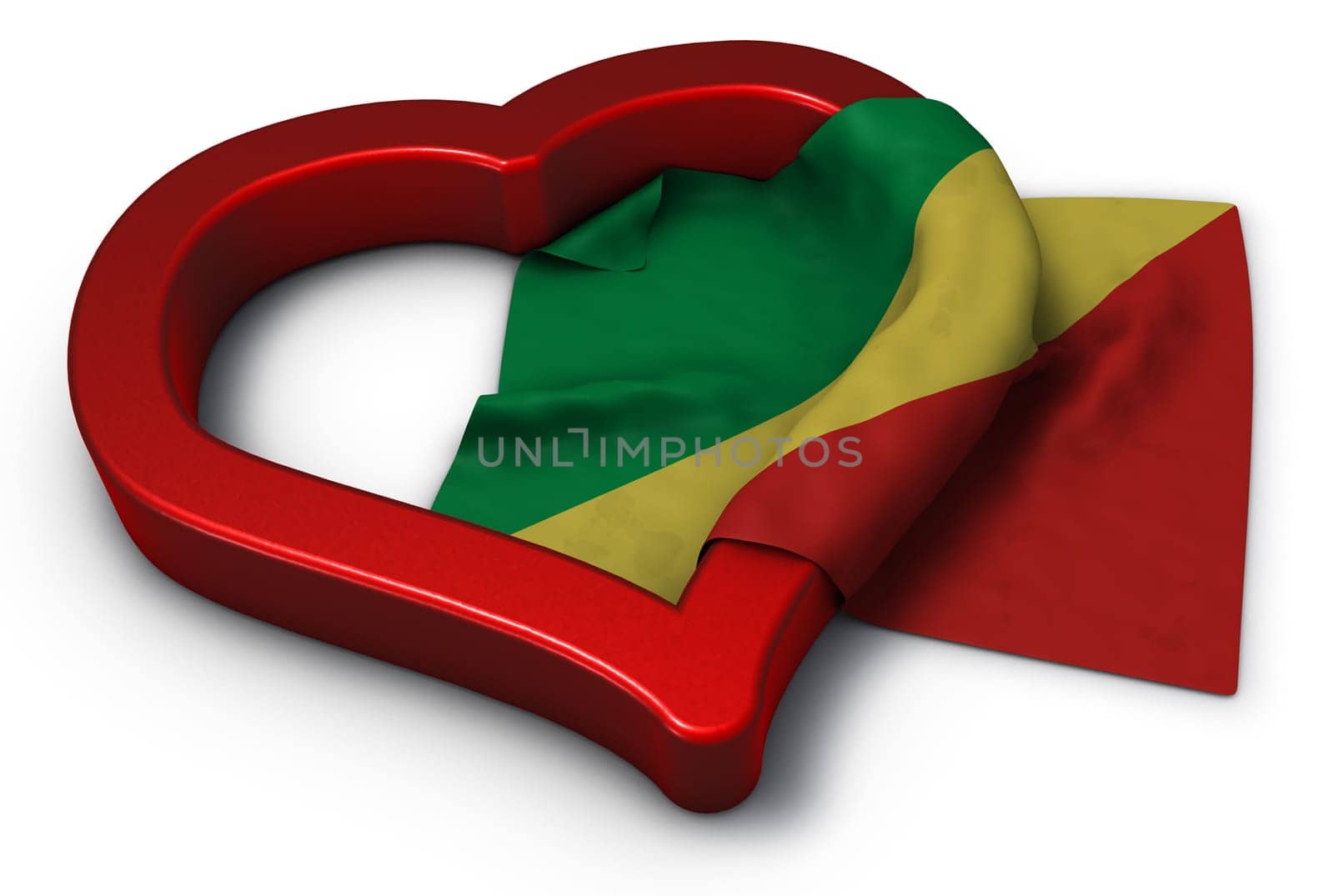 flag of congo and heart symbol - 3d illustration