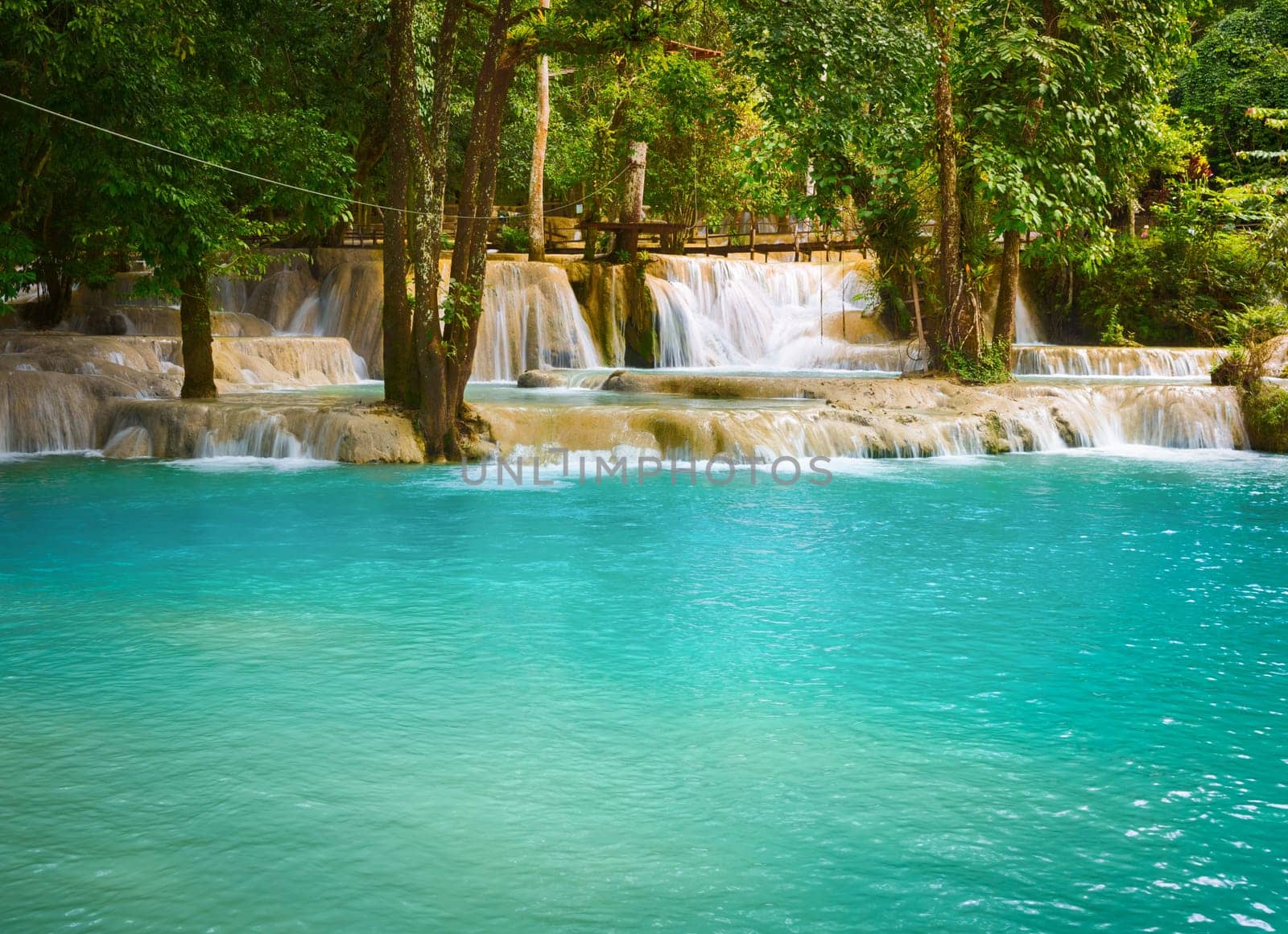 Tat Sae Waterfalls. Beautiful landscape. Luang Prabang. Laos.