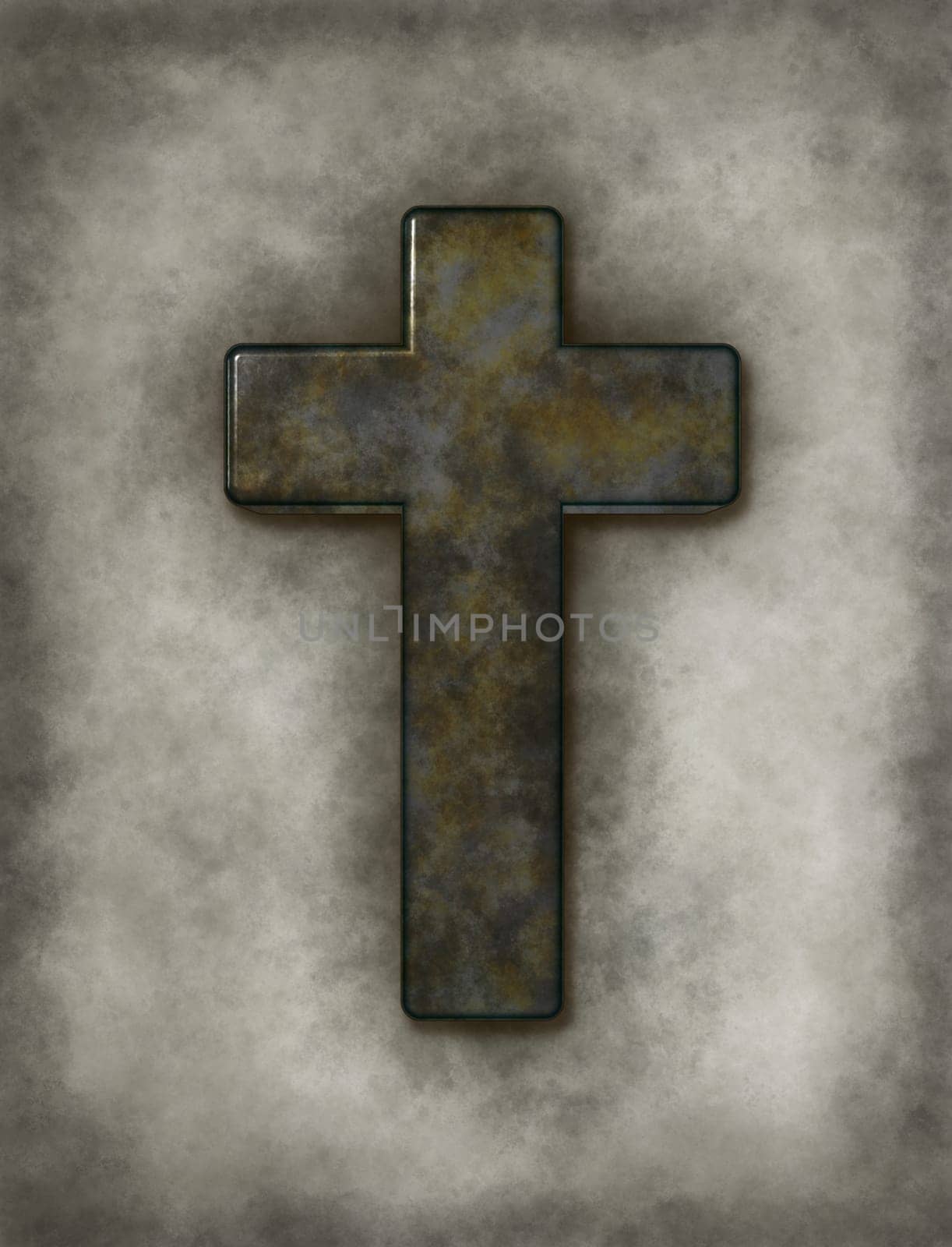 Christian cross on dirty background - 3d rendering