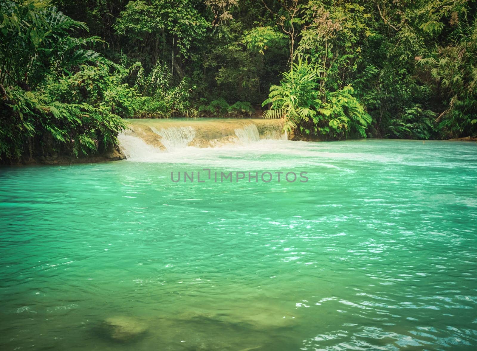 Tat Kuang Si Waterfalls. Beautiful landscape. Luang Prabang. Laos.
