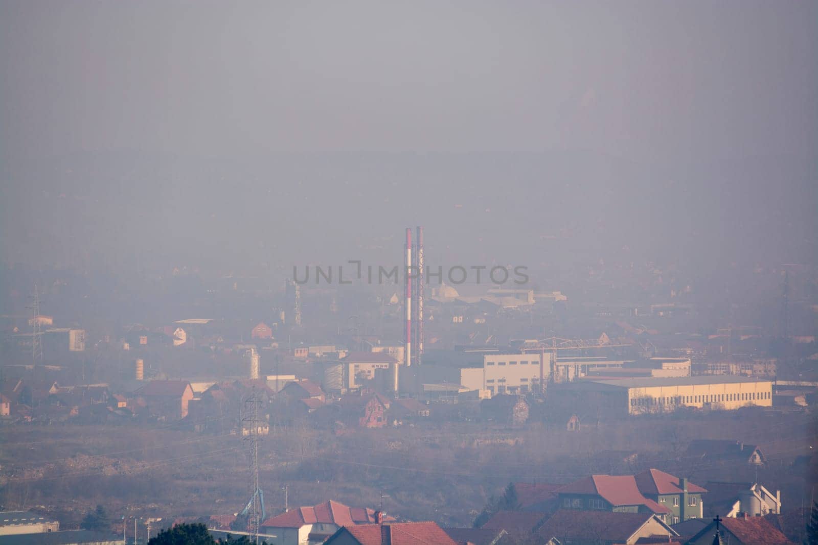 Smog and airpoluton air polution, Europe, Serbia, Valjevo city