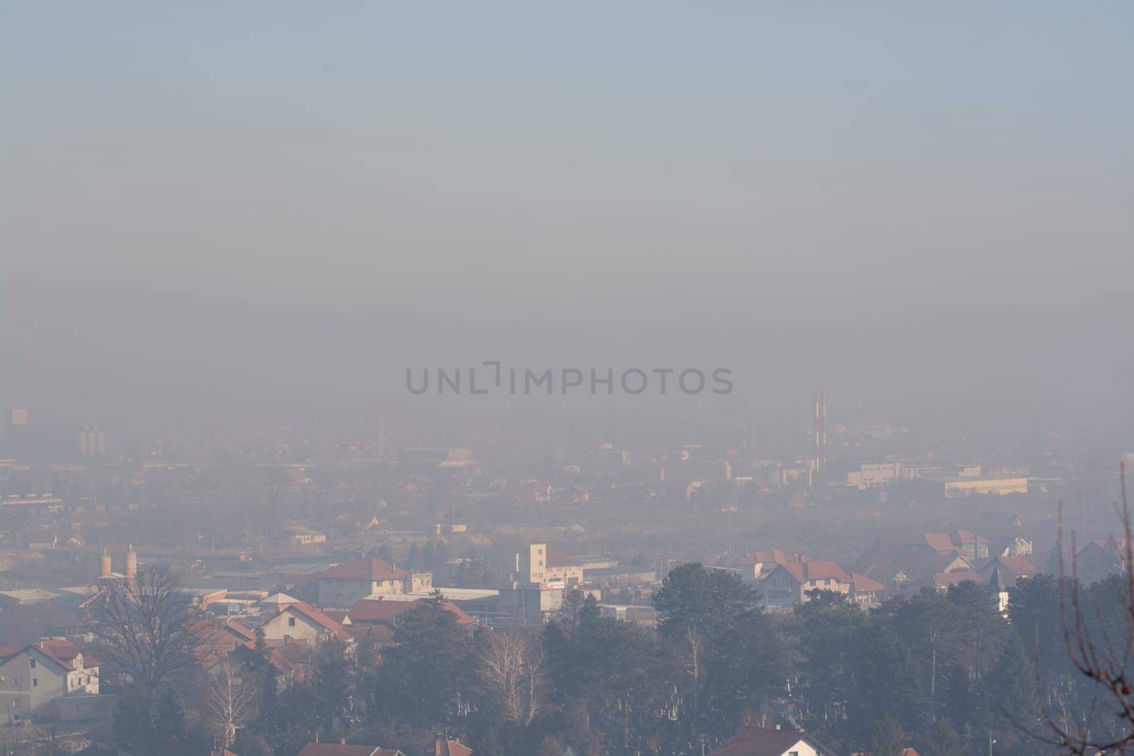 Smog and airpoluton air polution, Europe, Serbia, Valjevo city