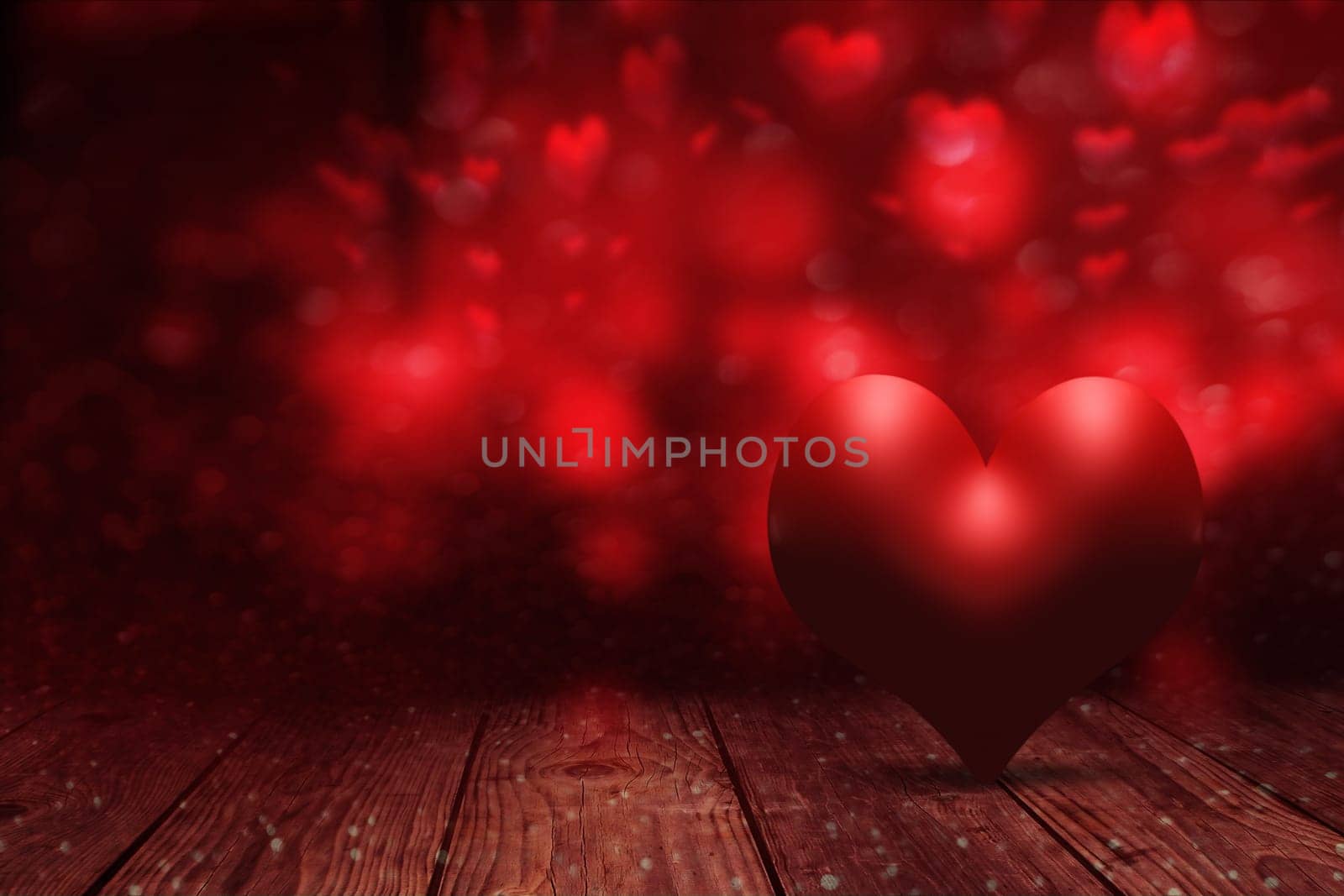 heart on a wooden table against a bokeh background