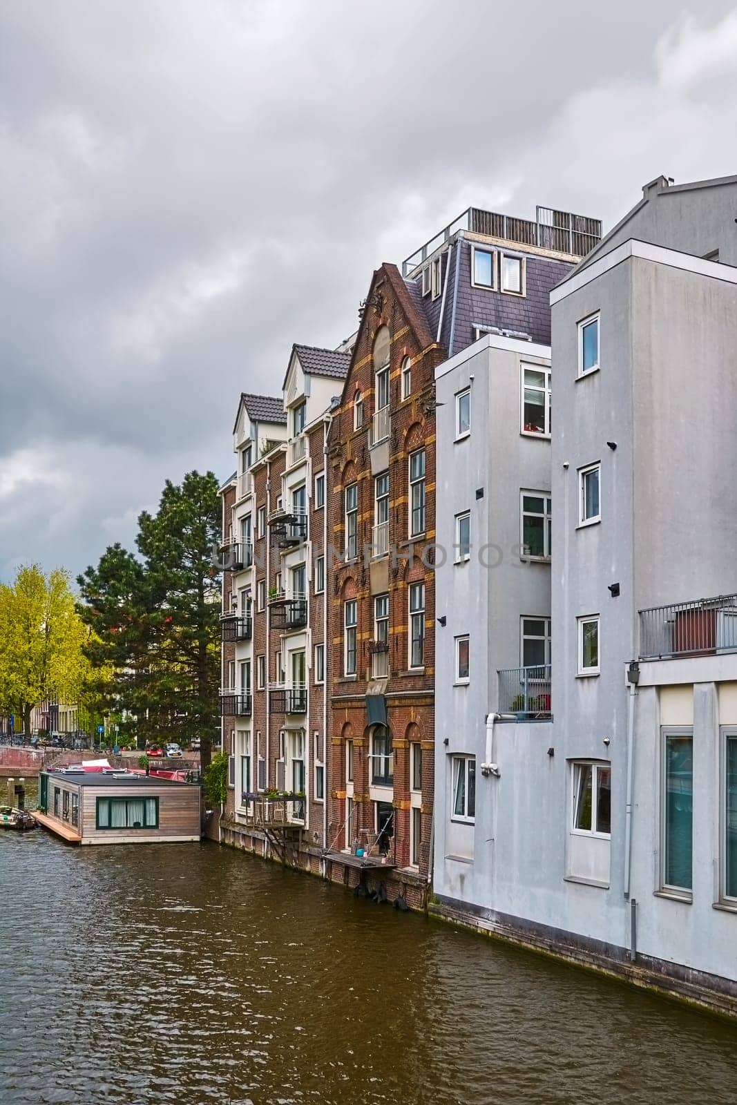 Residential Houses along One of the Canals in Amsterdam, Netherlands