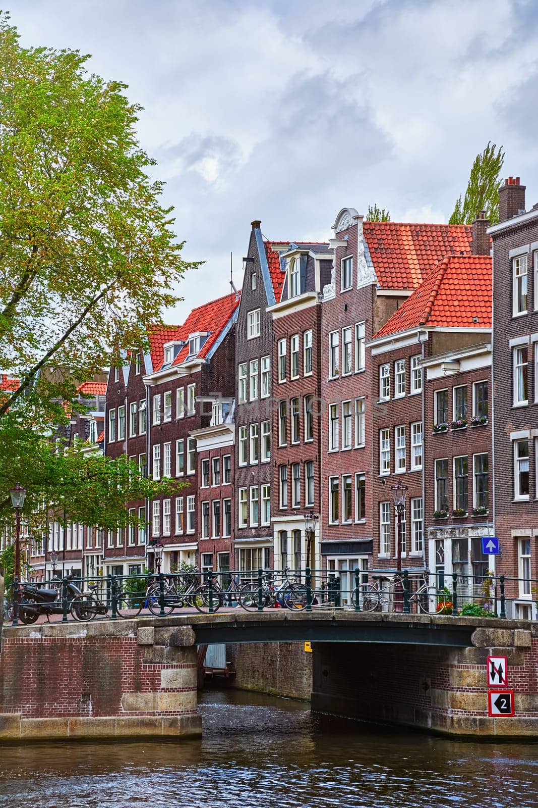 Residential Houses along One of the Canals in Amsterdam, Netherlands