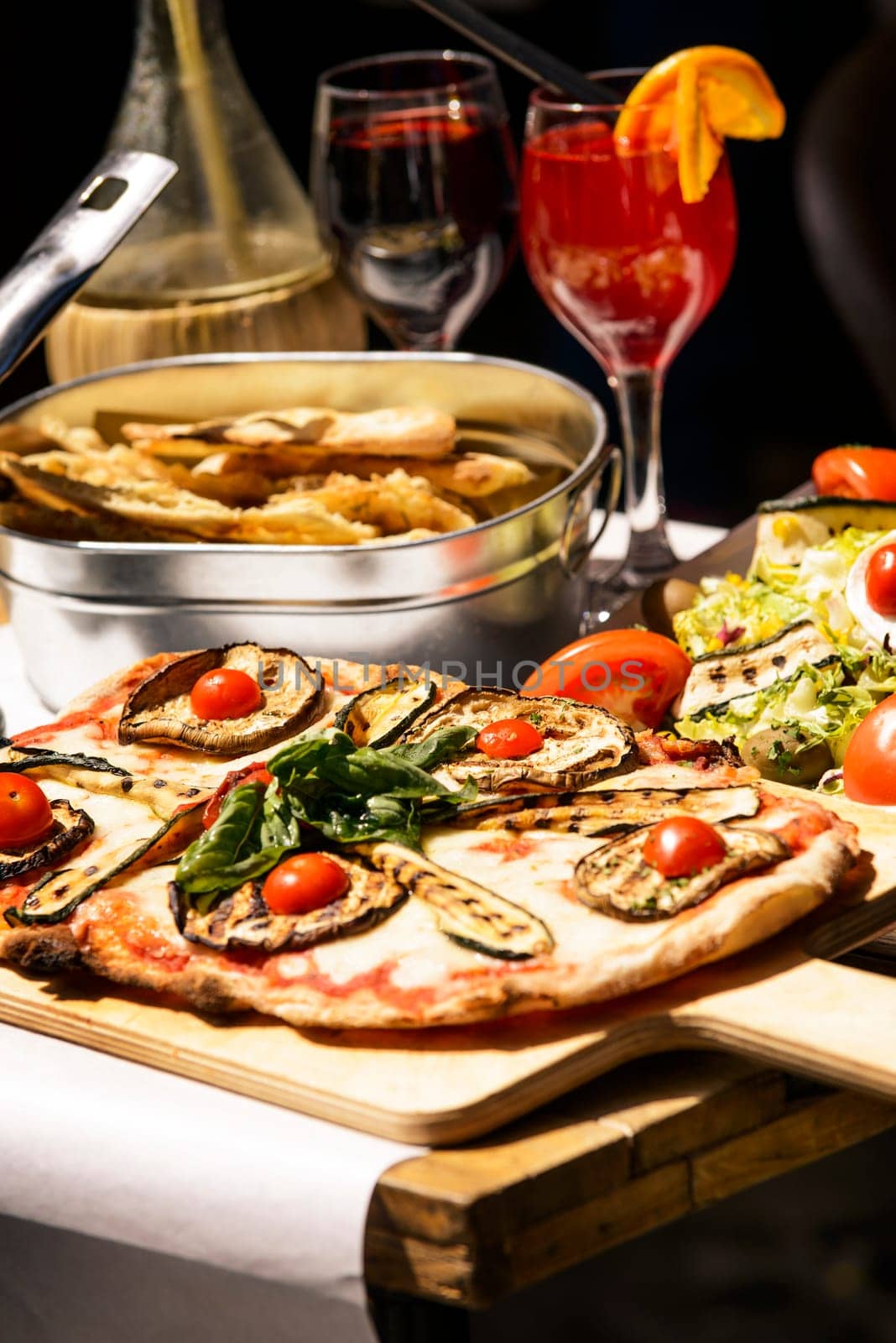 Pasta restaurant in Rome city Italy south Europe. Egg noodles, homemade food.Tasty and authentic Italian food.