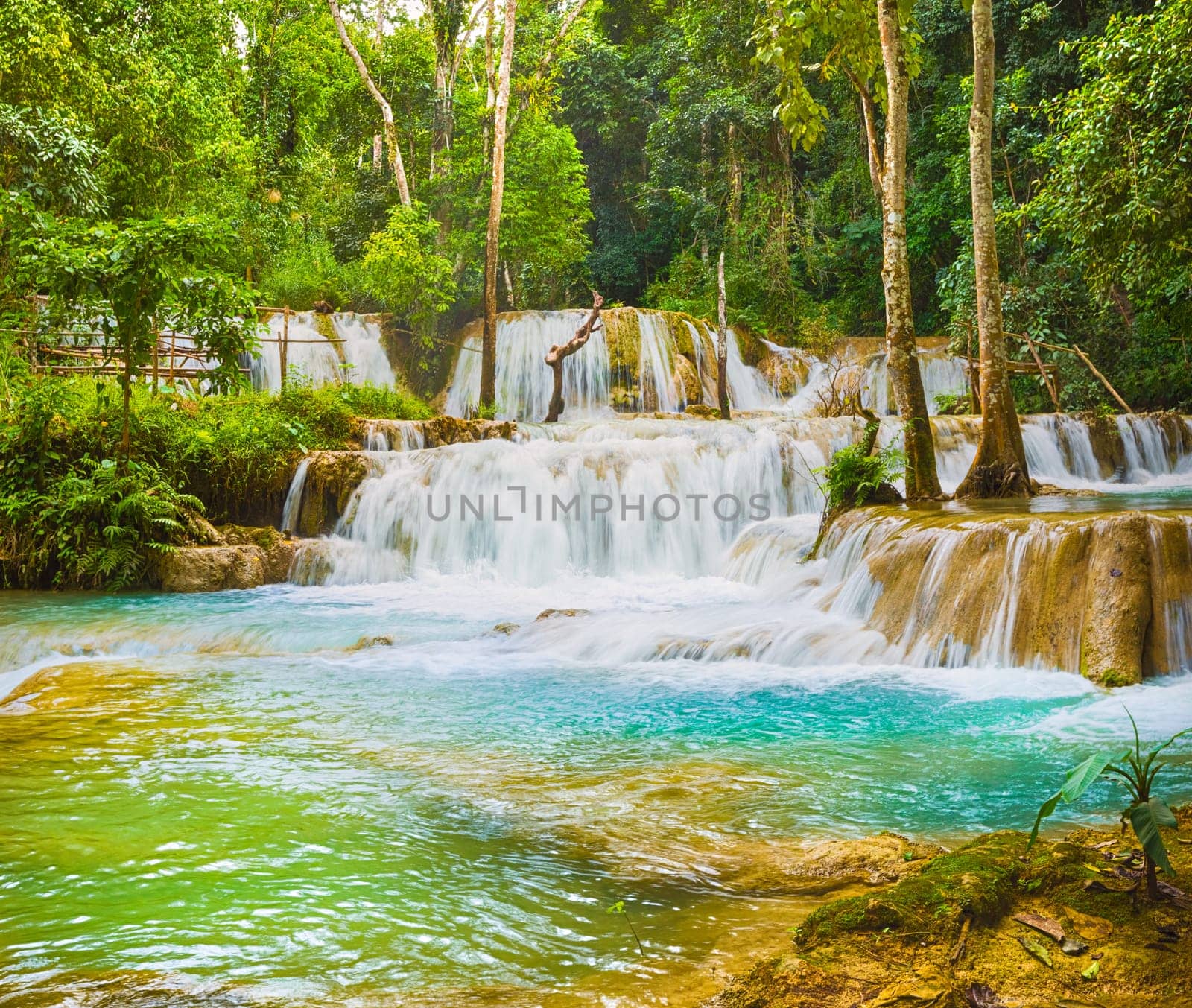 Tat Sae Waterfalls. Beautiful landscape. Luang Prabang. Laos.