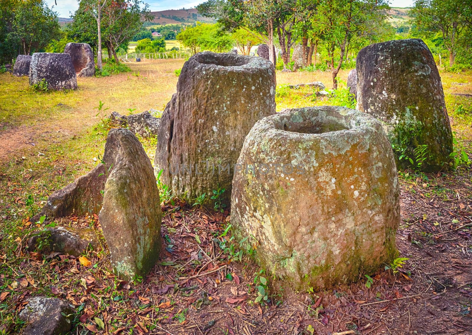 Archaeological landscape The Plain of jars. Laos