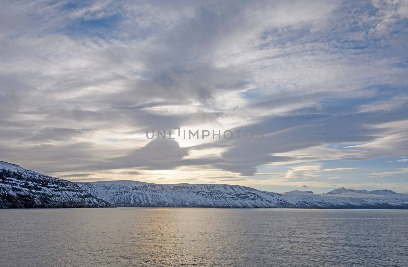 Sun and Clouds in the High Arctic on Baffin Island in Nunavut, Canada