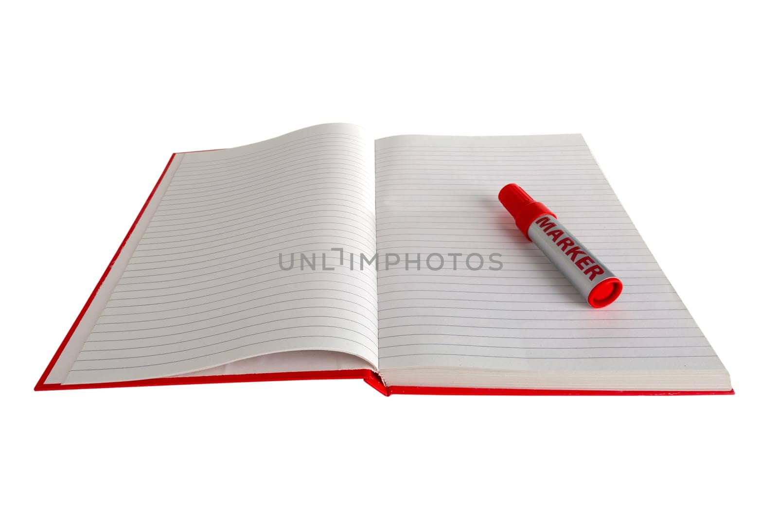 Red book cropped on white background
