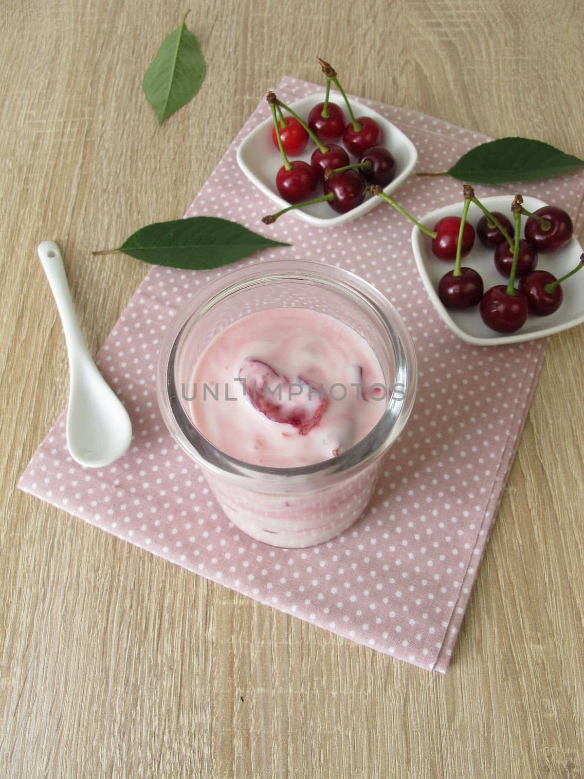 Homemade yogurt with sour cherries