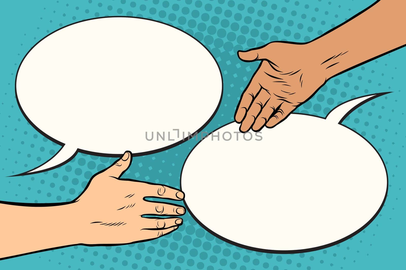 contract handshake meeting. Pop art retro vector illustration.