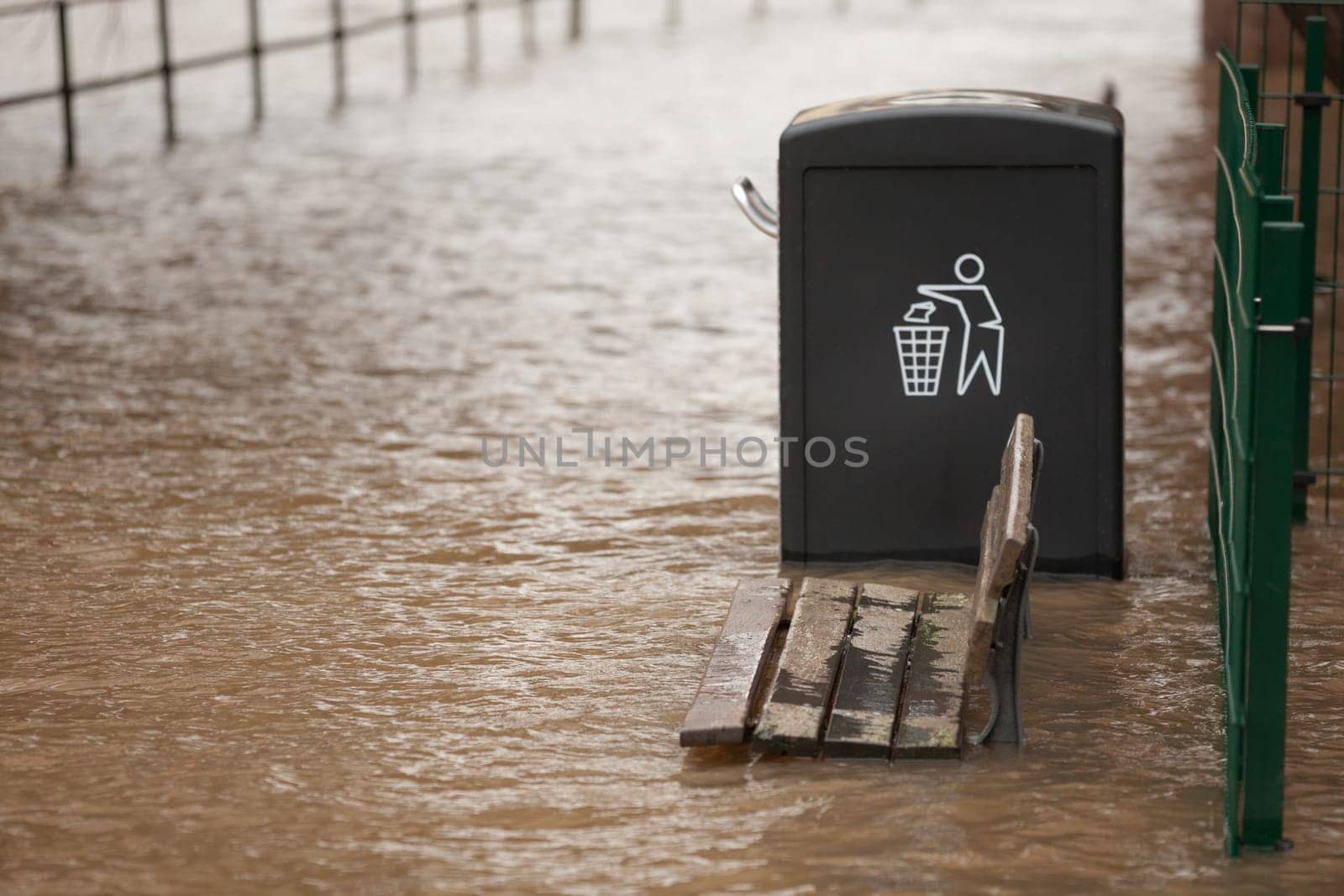 Flooded pedestrian promenade