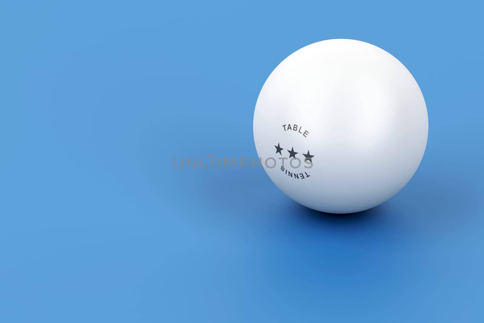 Plastic ball for ping pong on blue table