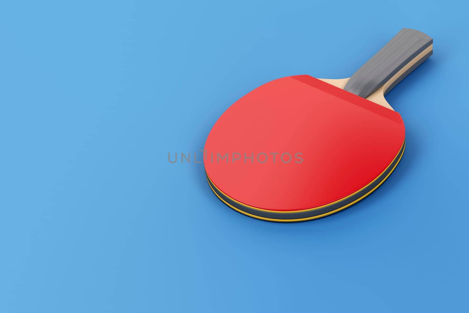 Table tennis racket on blue background