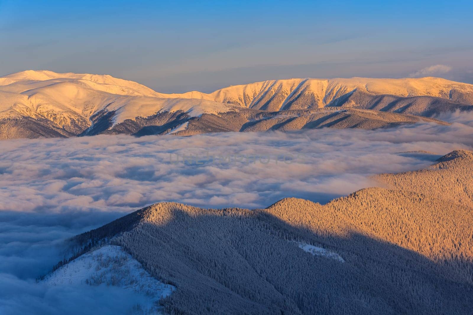 mountain landscape in winter. Fagaras Mountains, Romania