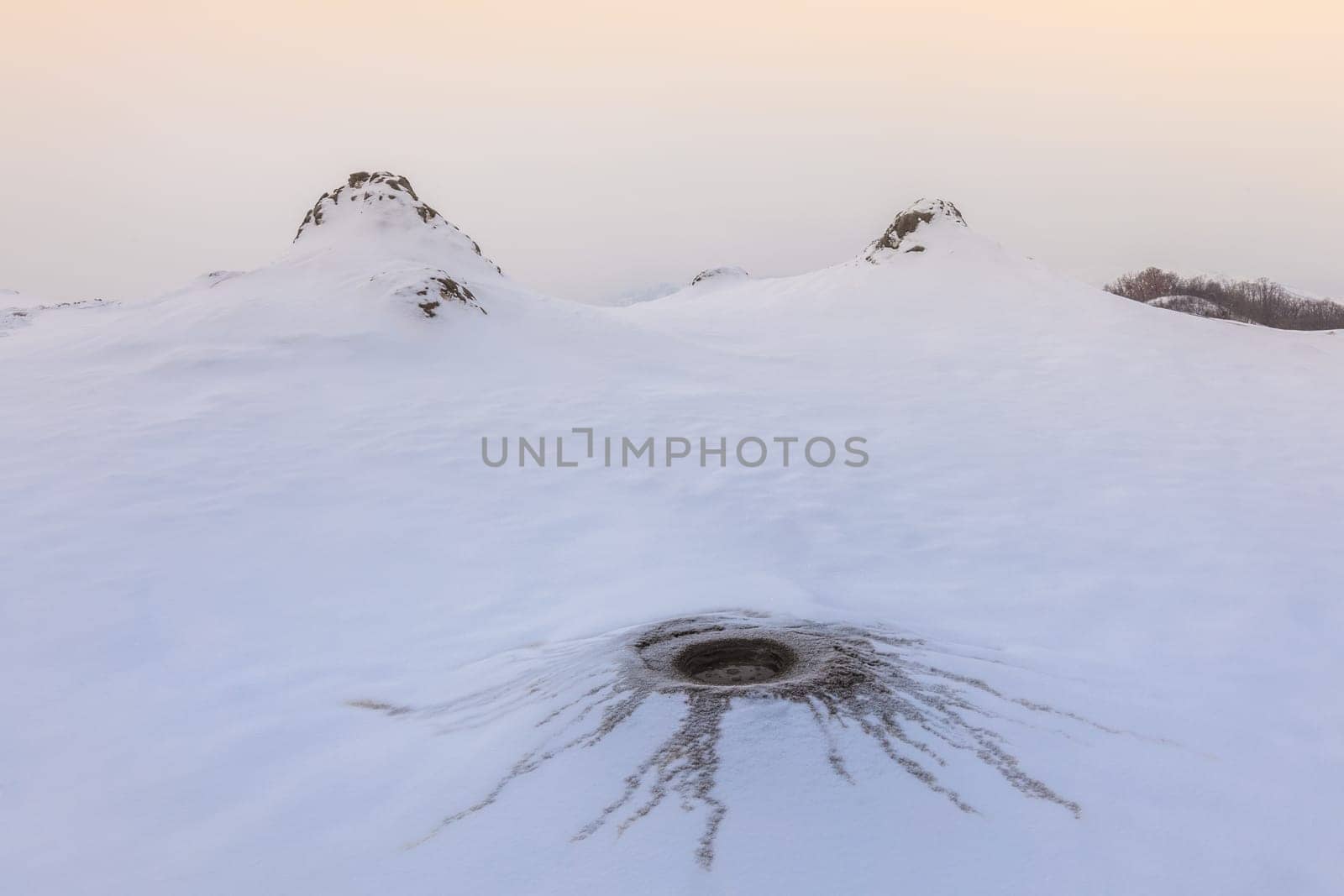 Mud Volcanoes in winter. Location: Berca, Buzau. Romania