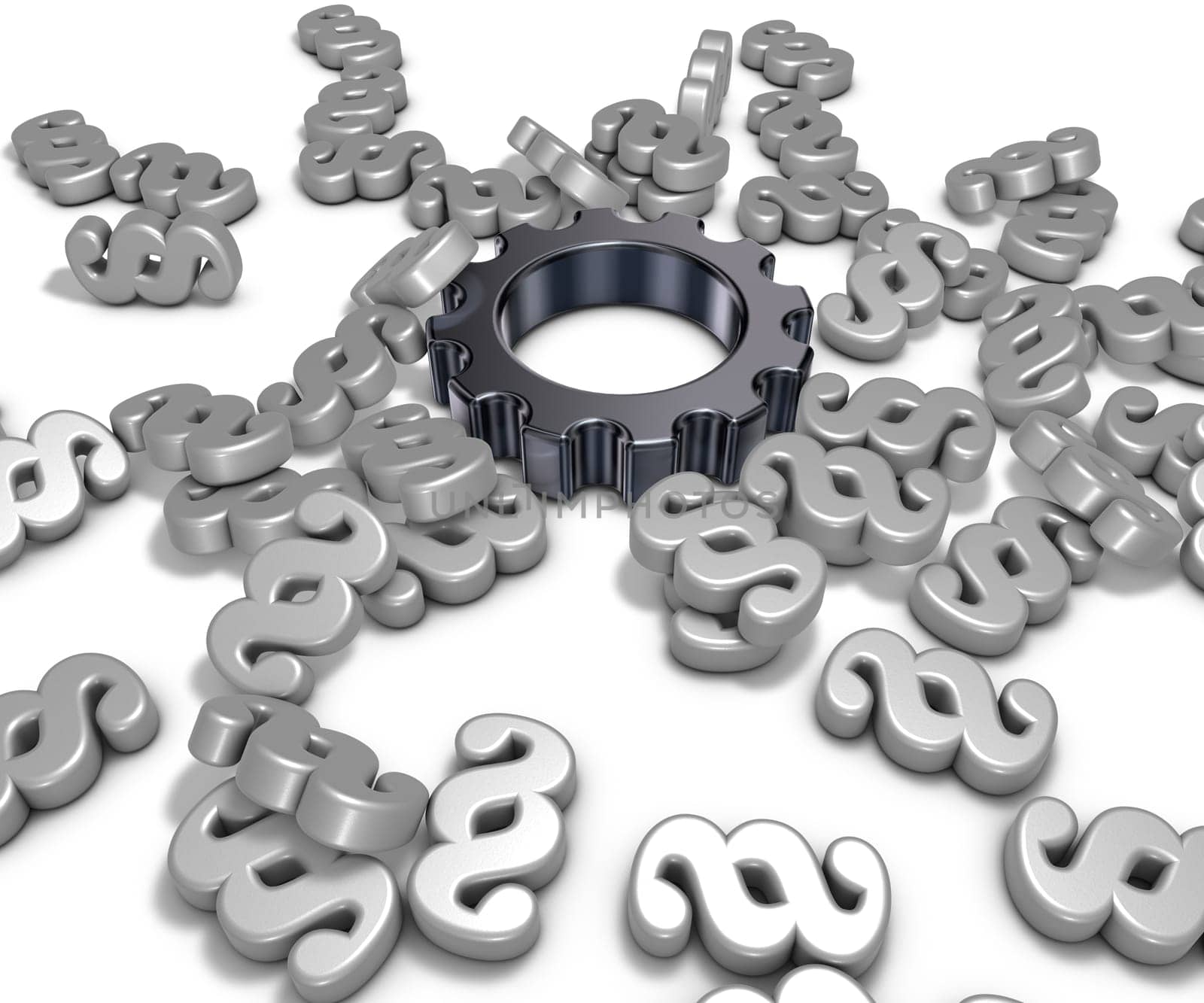gear and paragraph symbols - 3d illustration