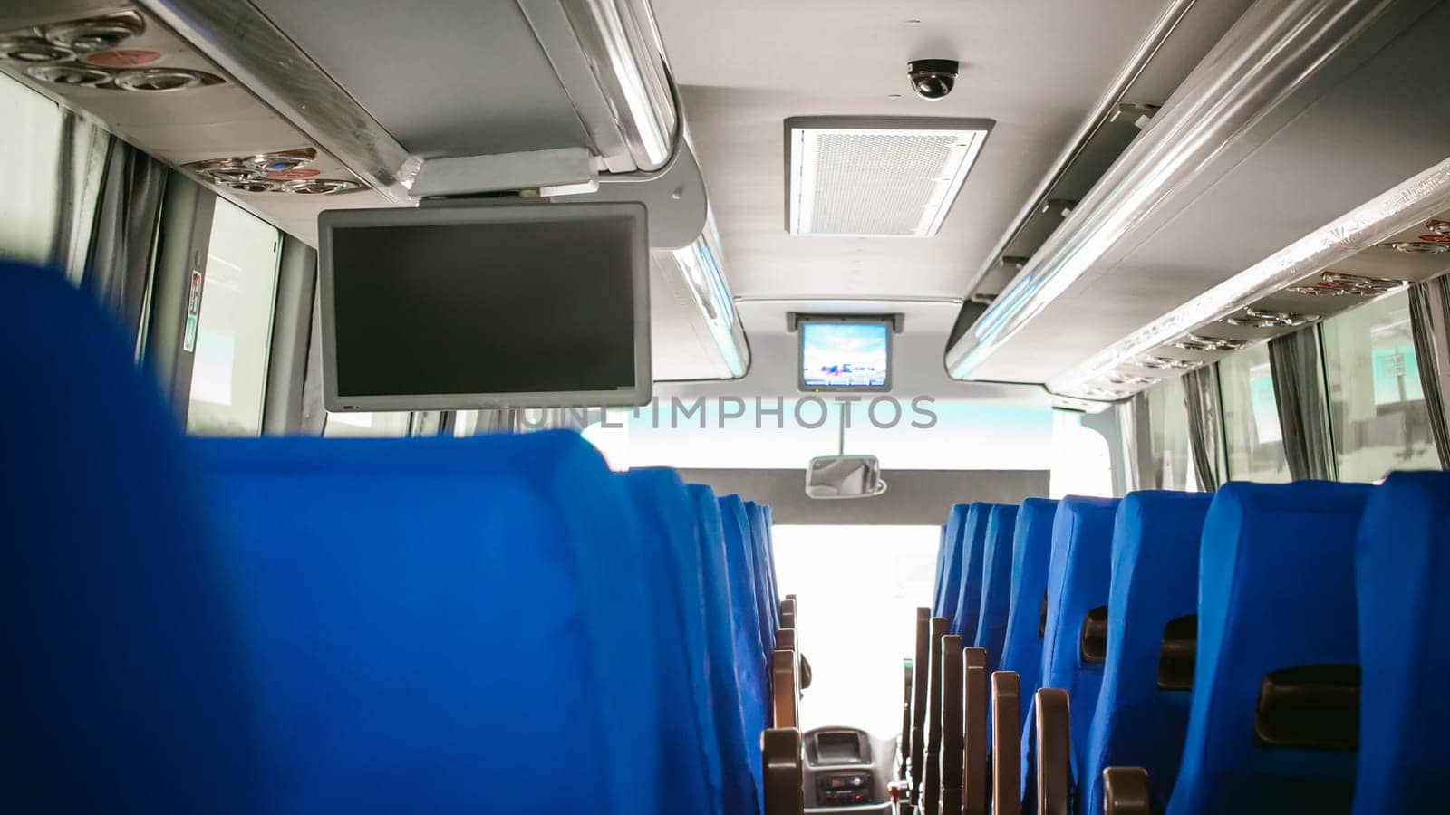 Blue Salon tourist bus transport. advertising space on the monitor