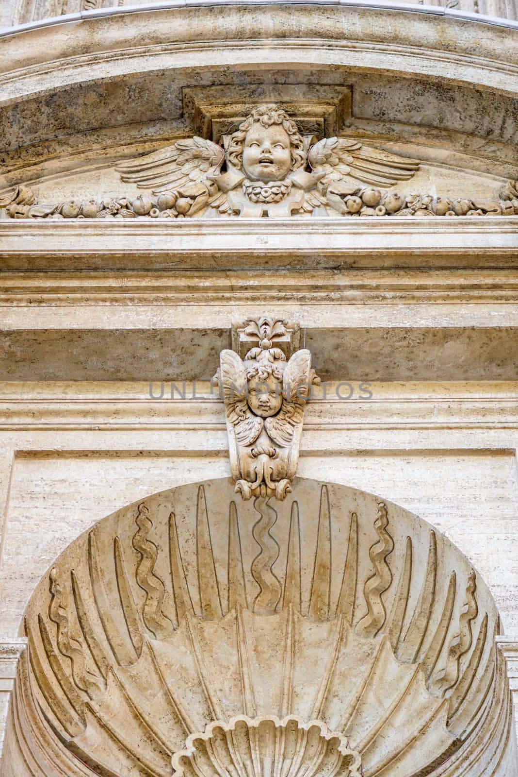 Particulars of San Pietro Church and the column in the square, Rome Italy