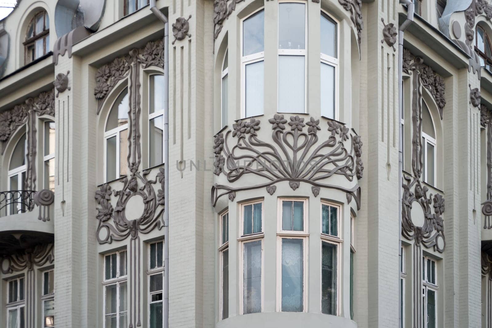 Nice decoration on a wall corner of an ukrainian buildin in Kharkiv