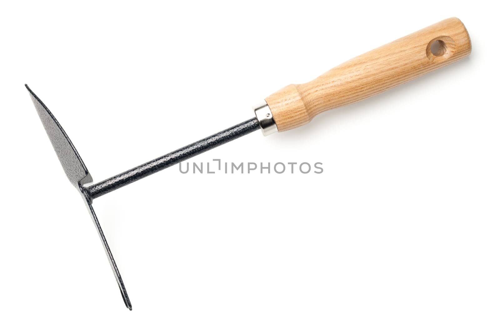 garden hoe isolated on white background. top view