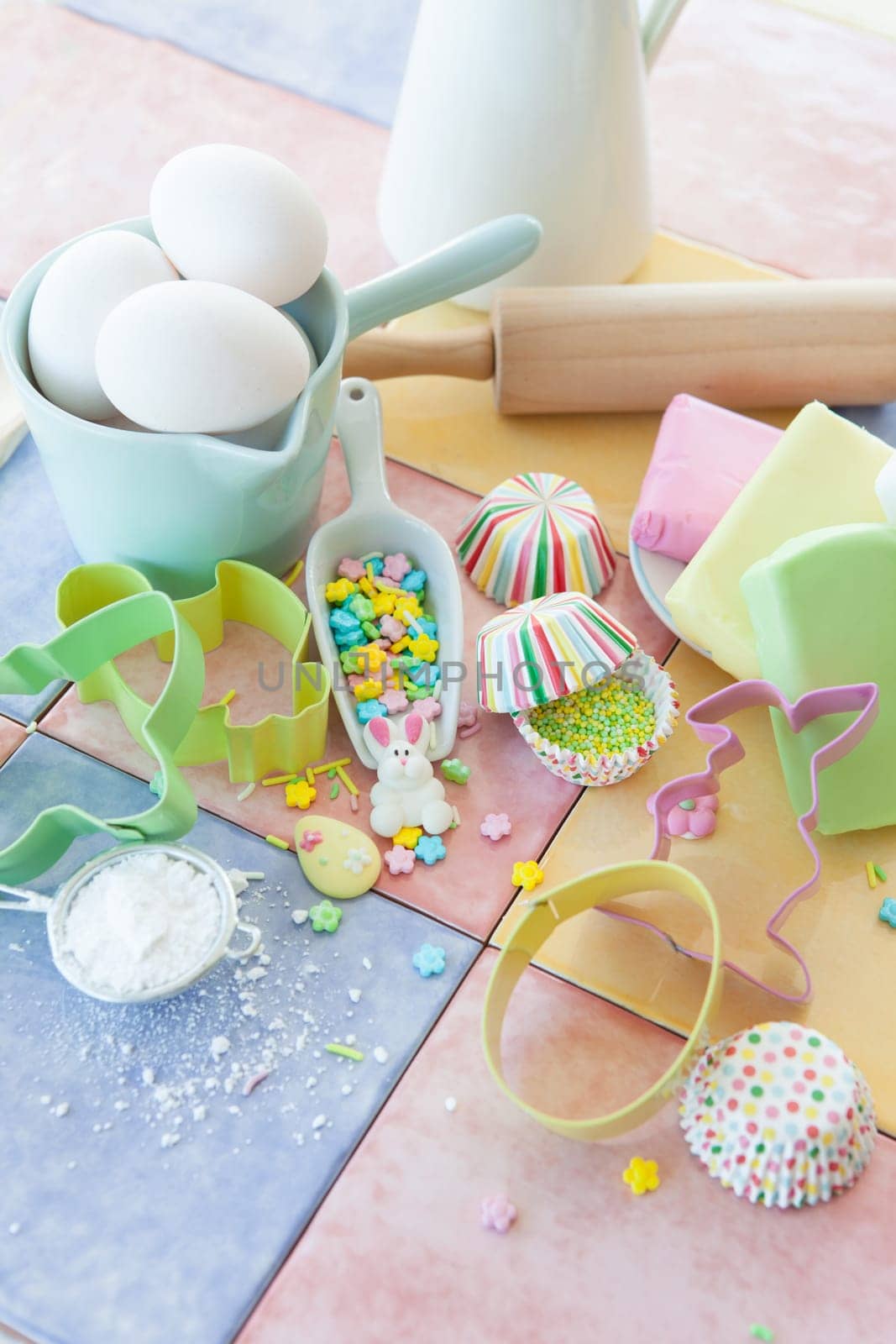 Colorful ingredients for baking and decorating