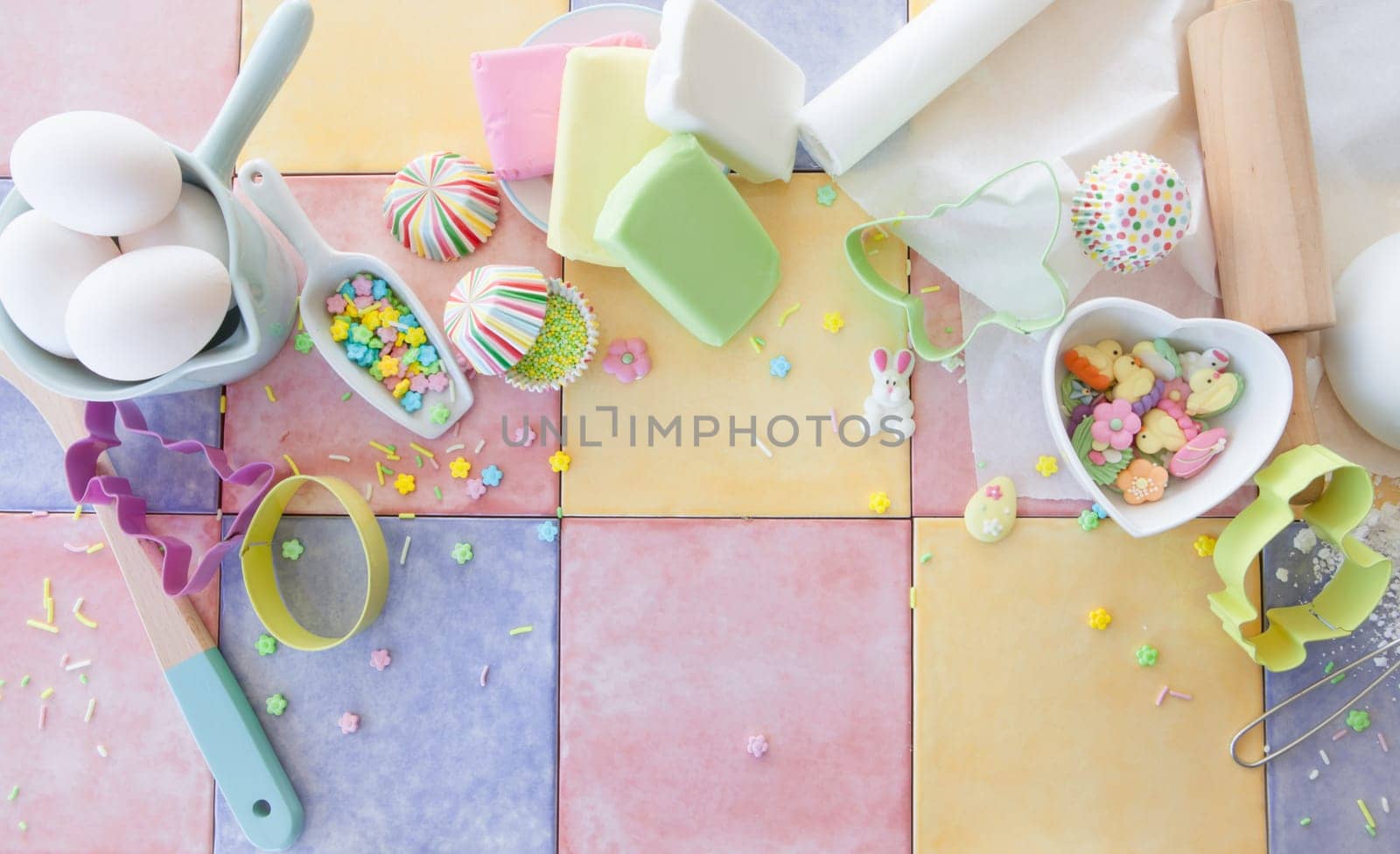 Colorful ingredients for baking and decorating