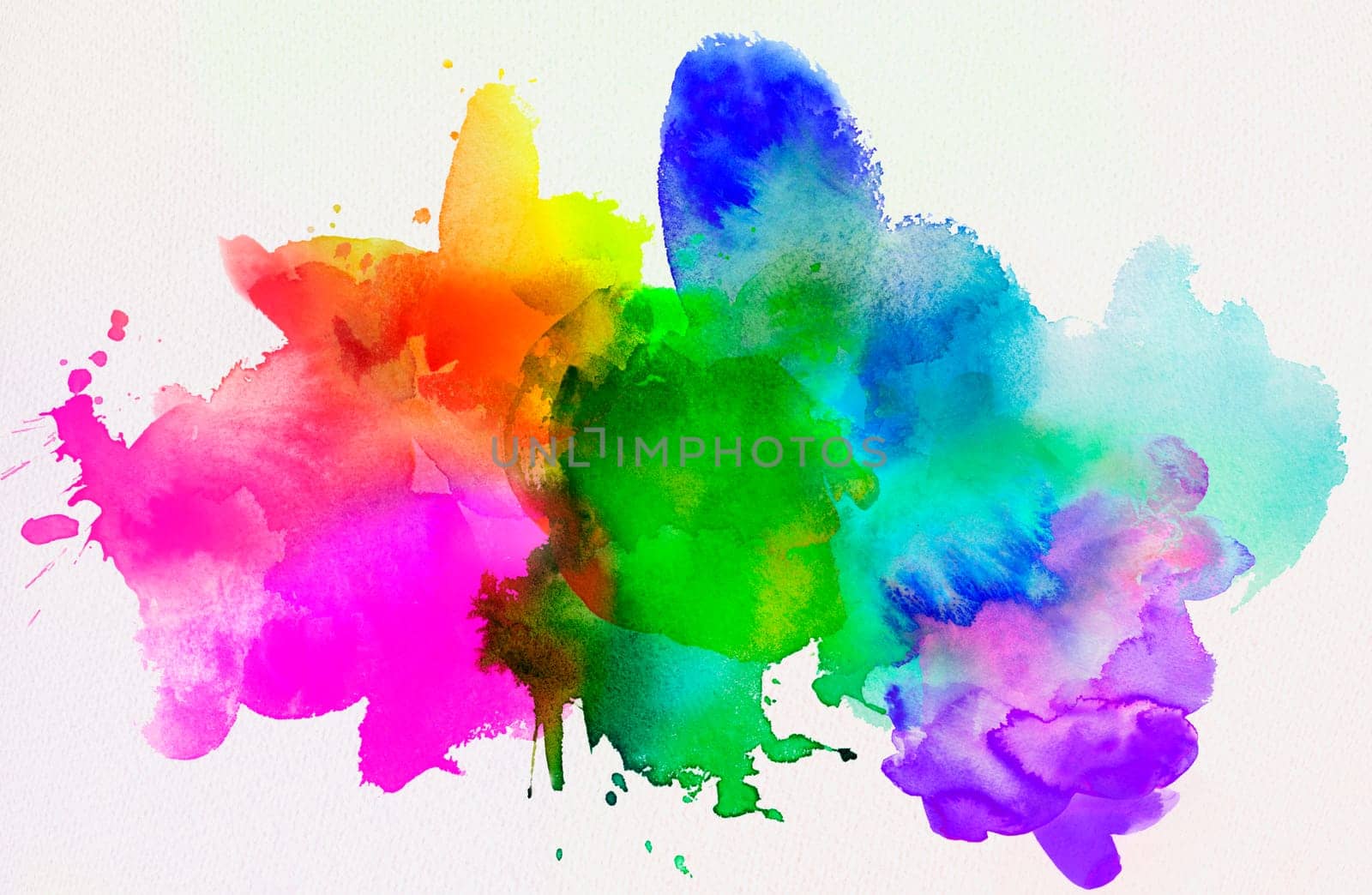 hand-painted dynamic watercolor textures on paper in rainbow color free