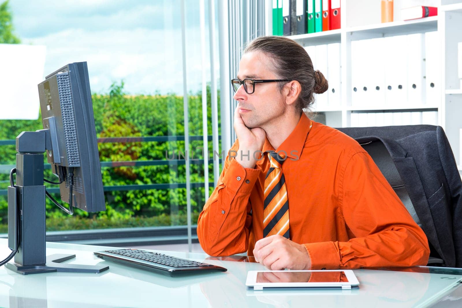 young business man at his desk working