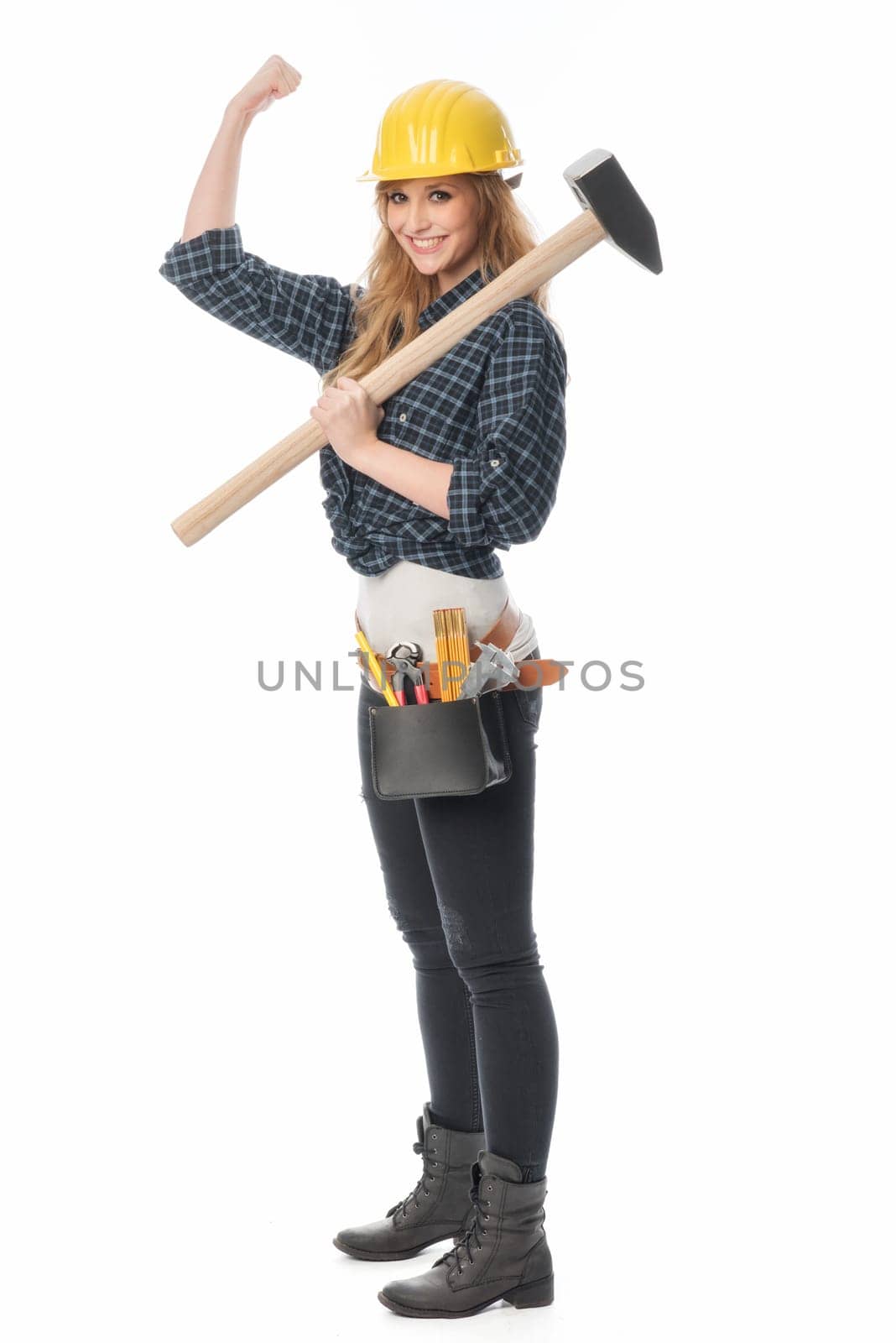 female craftsman with hammer