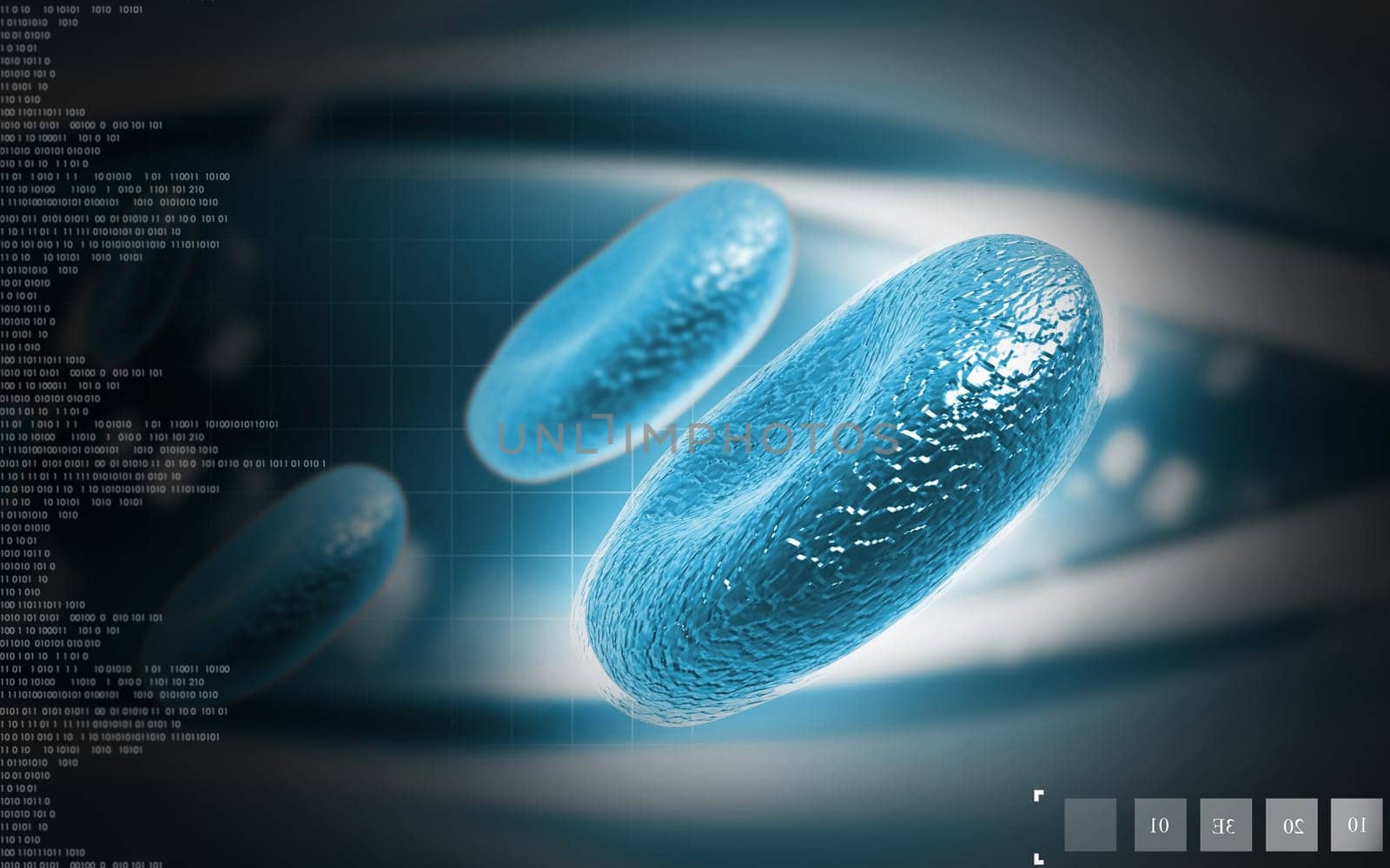 Digital illustration of blood cell in colour background