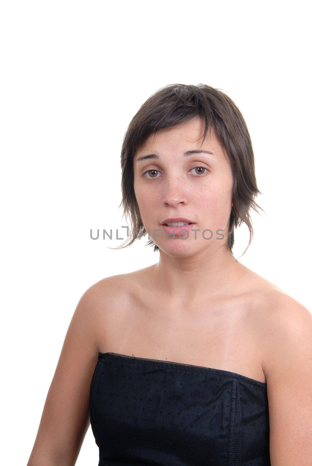 young beautiful woman portrait isolated on white