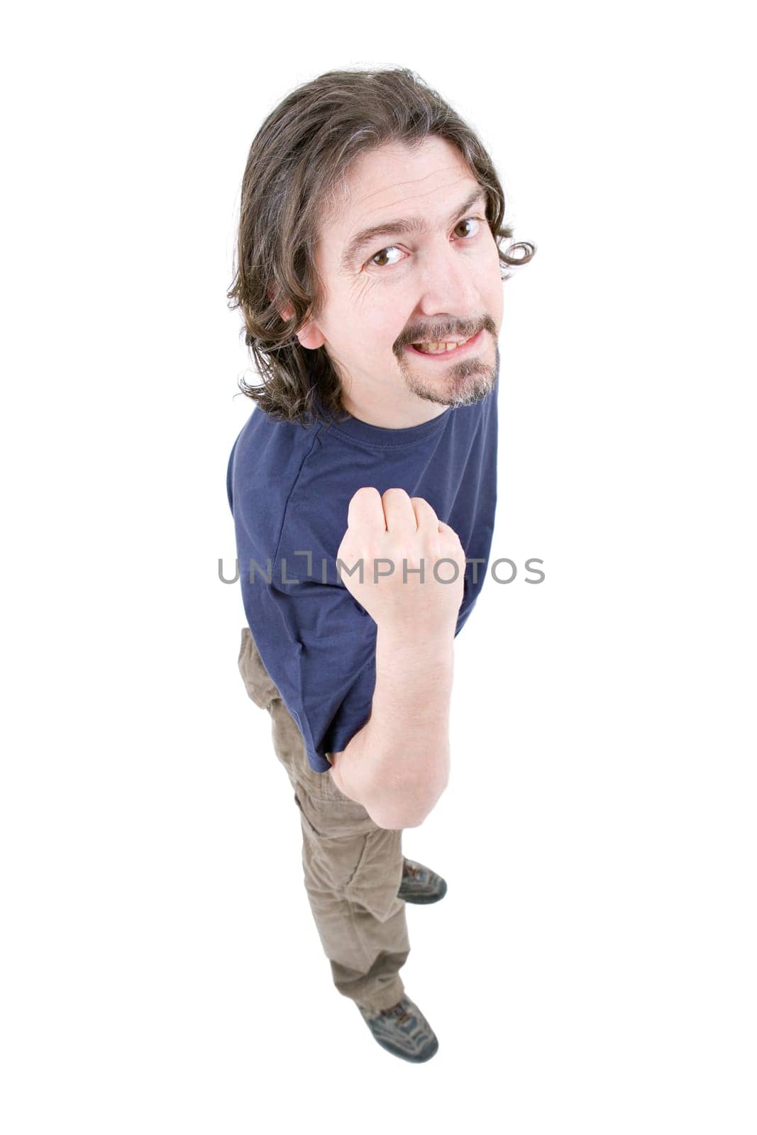 young casual man full body in a white background