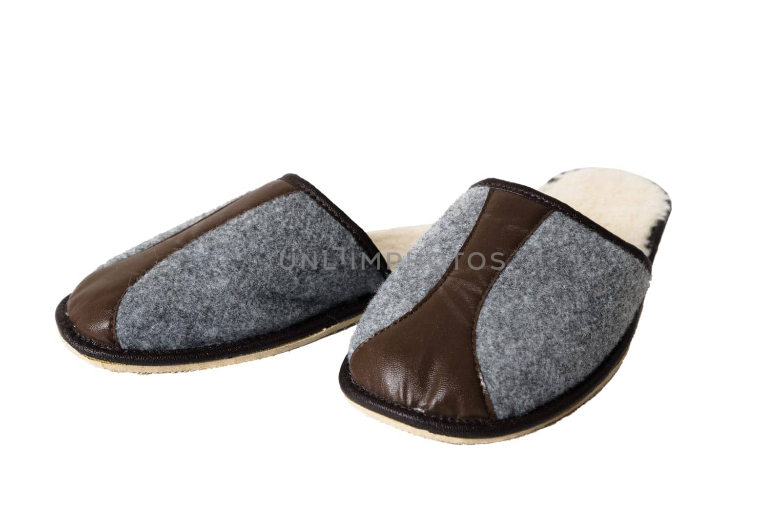 Warm felt sneakers, isolated on white