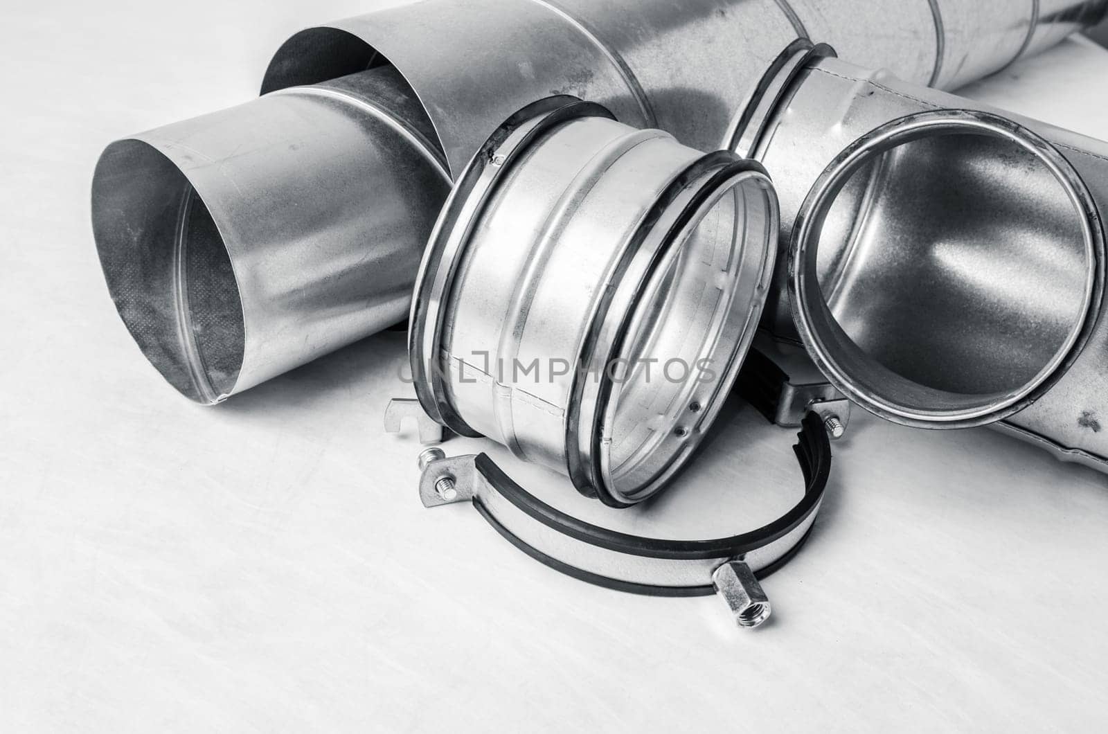 Details of installation Ventilation system, close up a white background